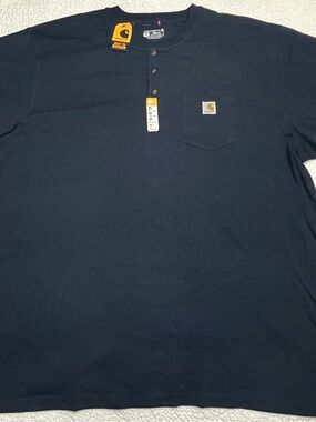 Carhartt Navy Short-Sleeve Henley Pocket Tee